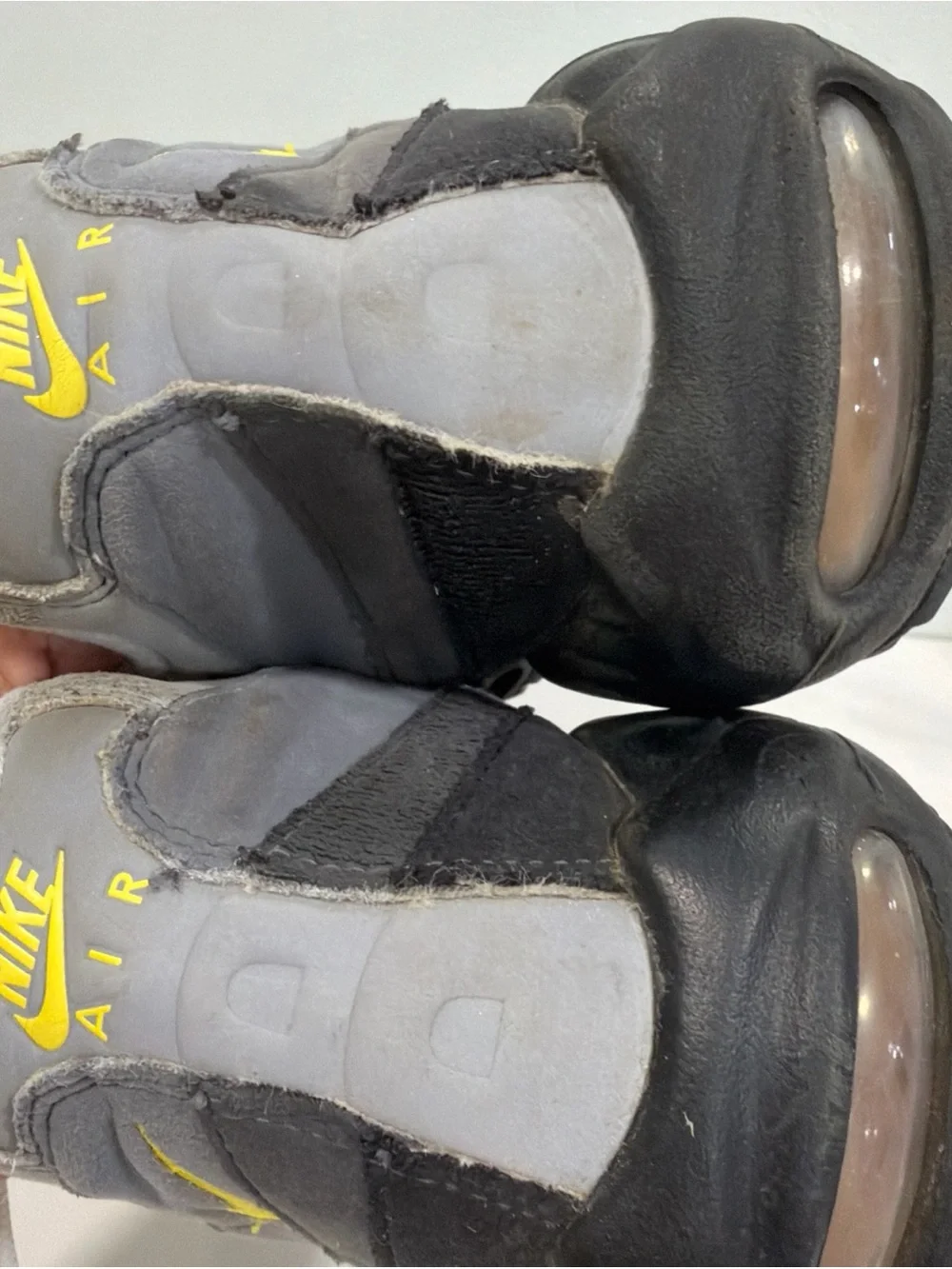 Nike Men's Black Gray Tan Air Max Sneakers with Yellow Logo